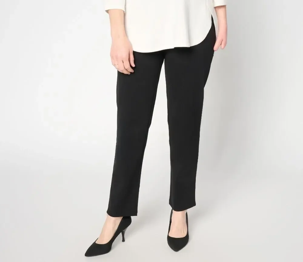 Susan Graver Size Petite XL Black Cotton Ponte Straight Leg Pant A708898 NWOT